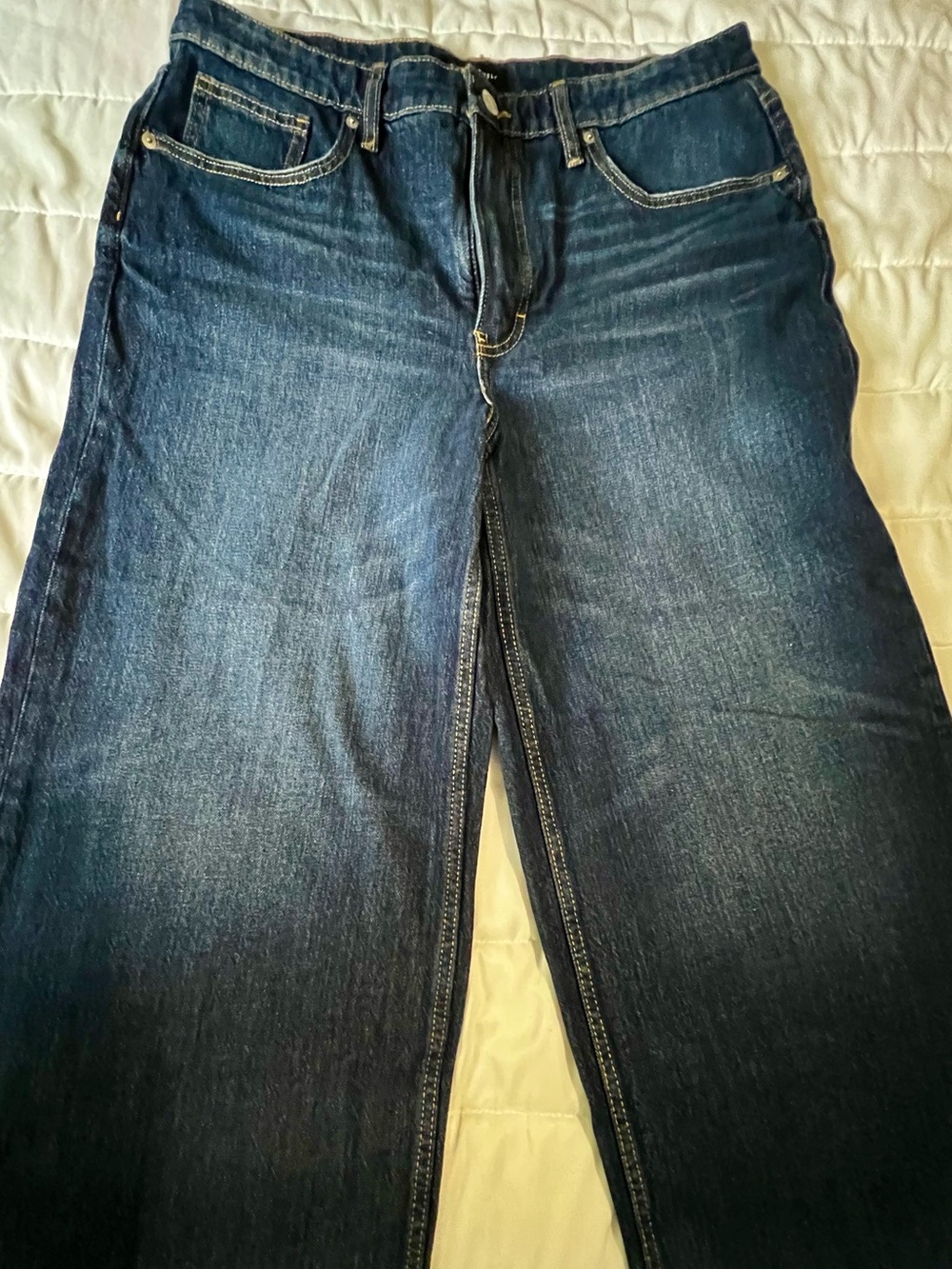Free Assembly Dark Wash Wide Leg Jeans Size 12 NWOT Shadow Raw Released Hem